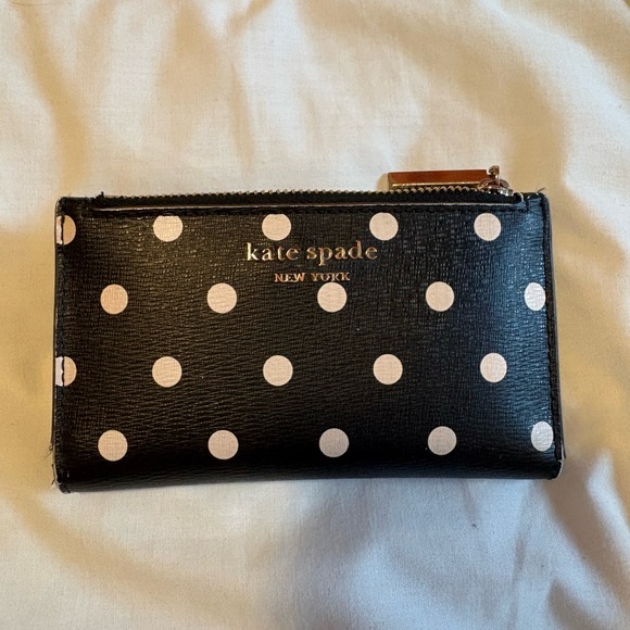 kate spade Handbags - Kate Spade B&W Polka Dot Wallet